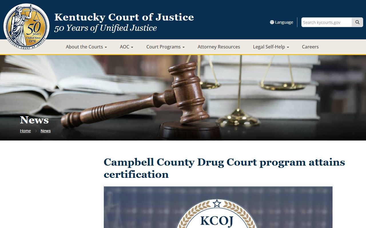 Campbell County criminal court records Drug Court certification news