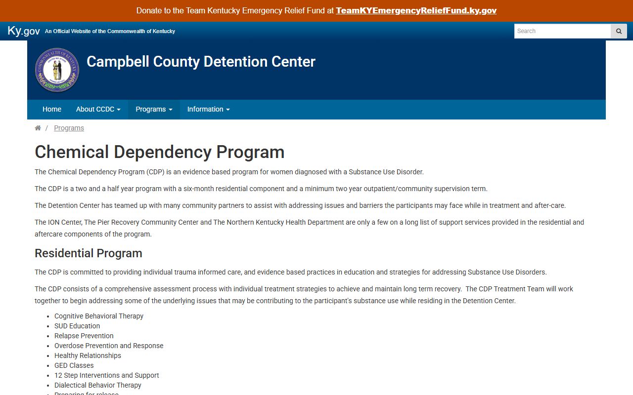 Campbell County District Court records and CCDC Chemical Dependency Program page