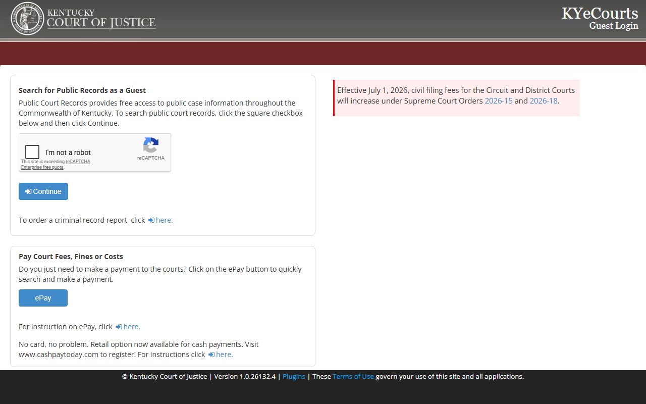 Campbell County court records KYeCourts guest login for case access