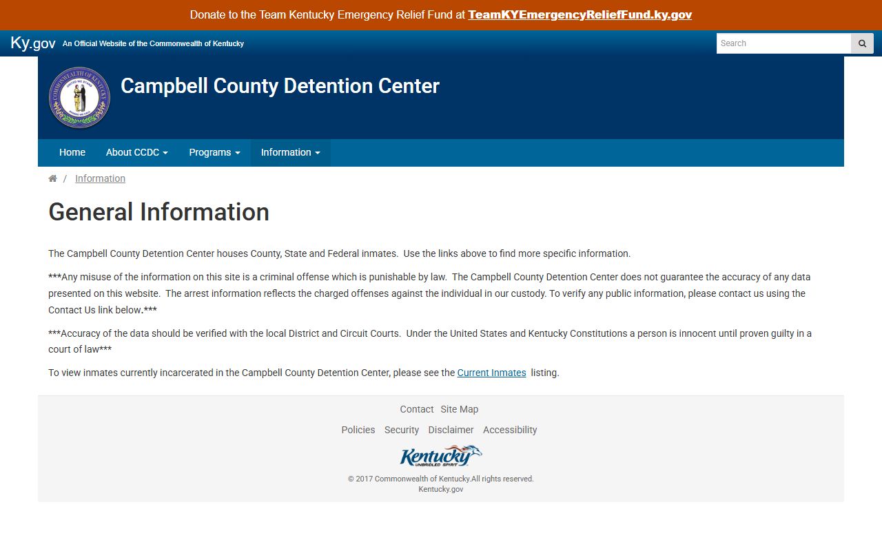 Campbell County inmate and court records Detention Center information
