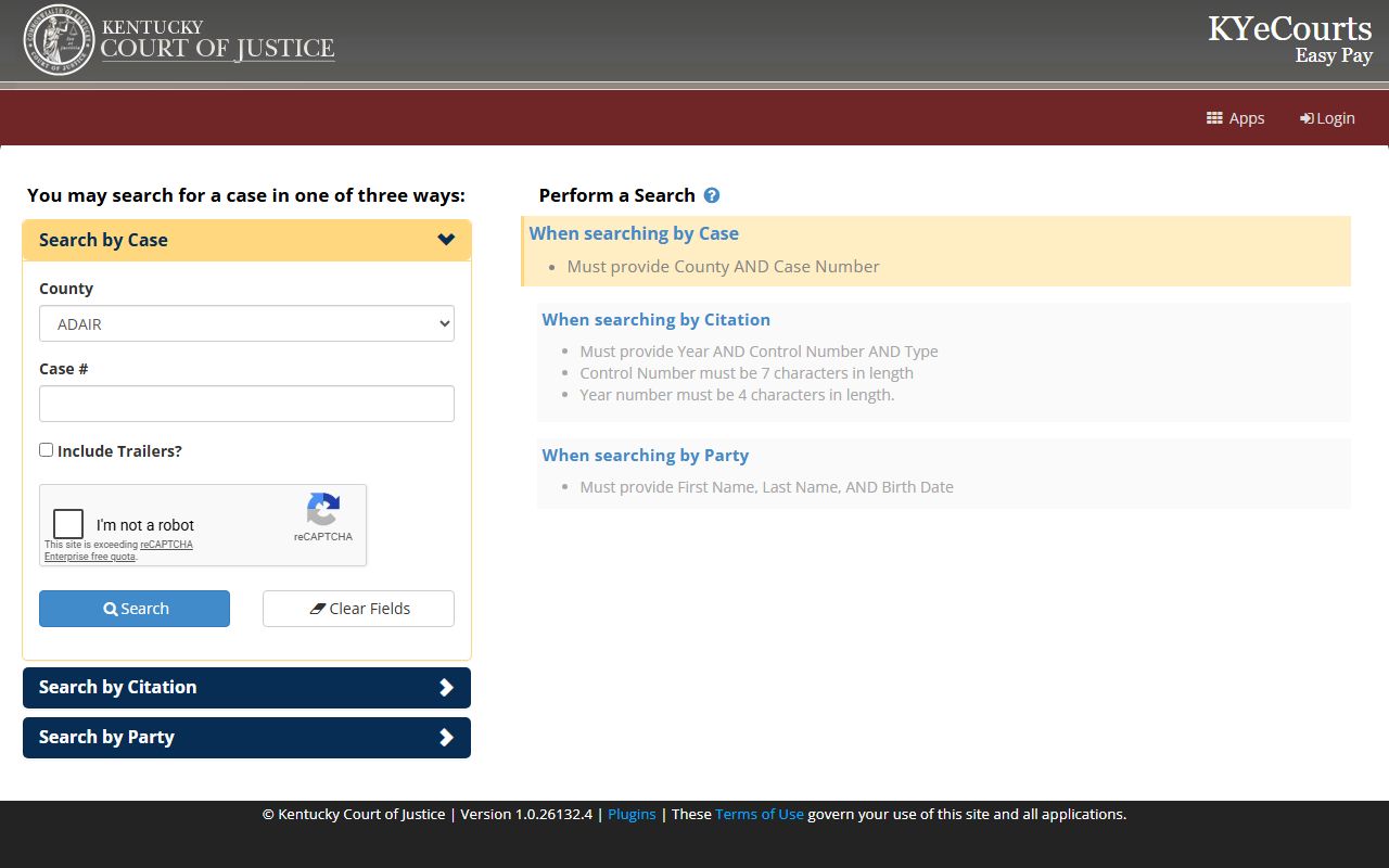 Campbell County court records ePay case citation and party search