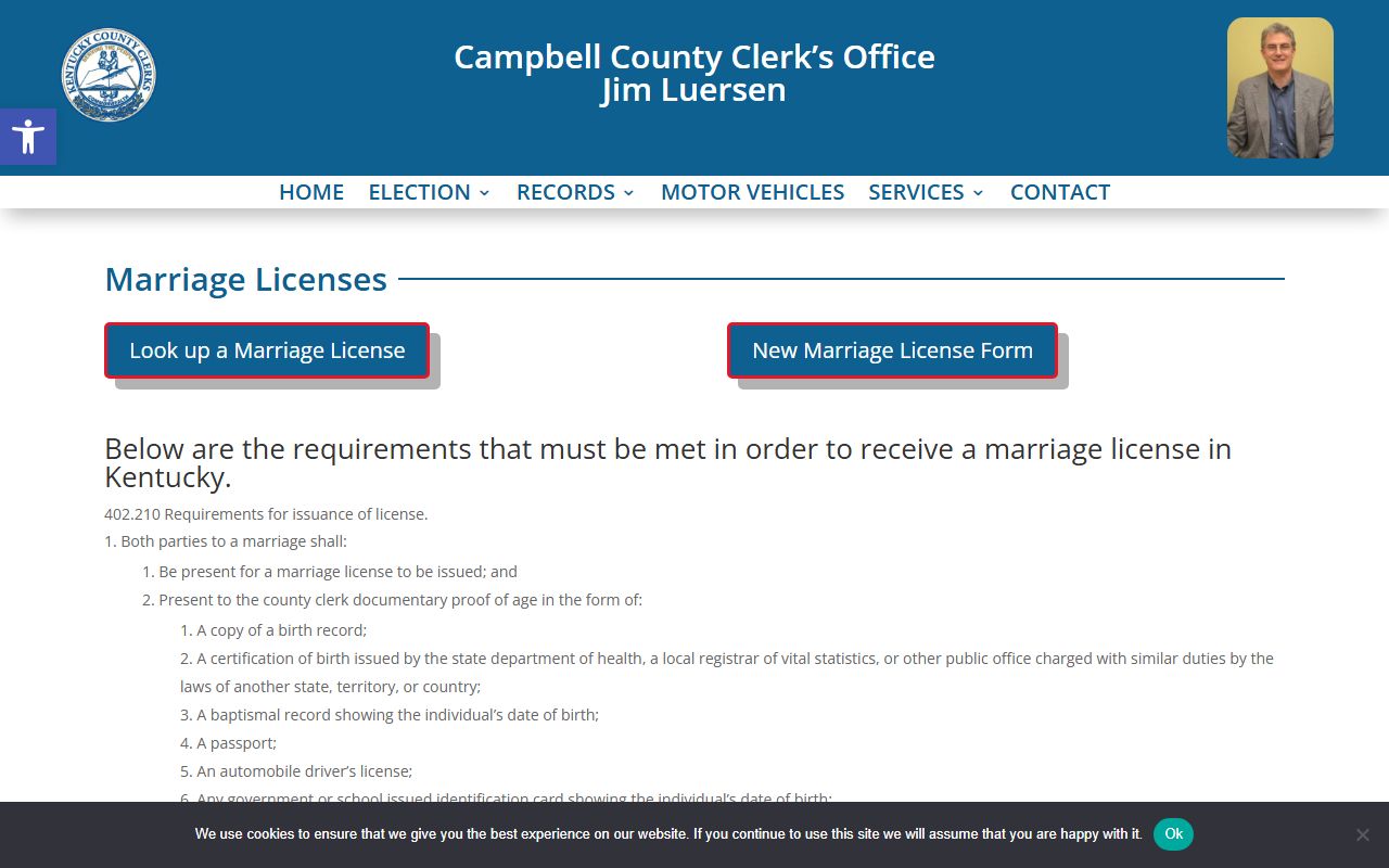 Campbell County marriage records license requirements page